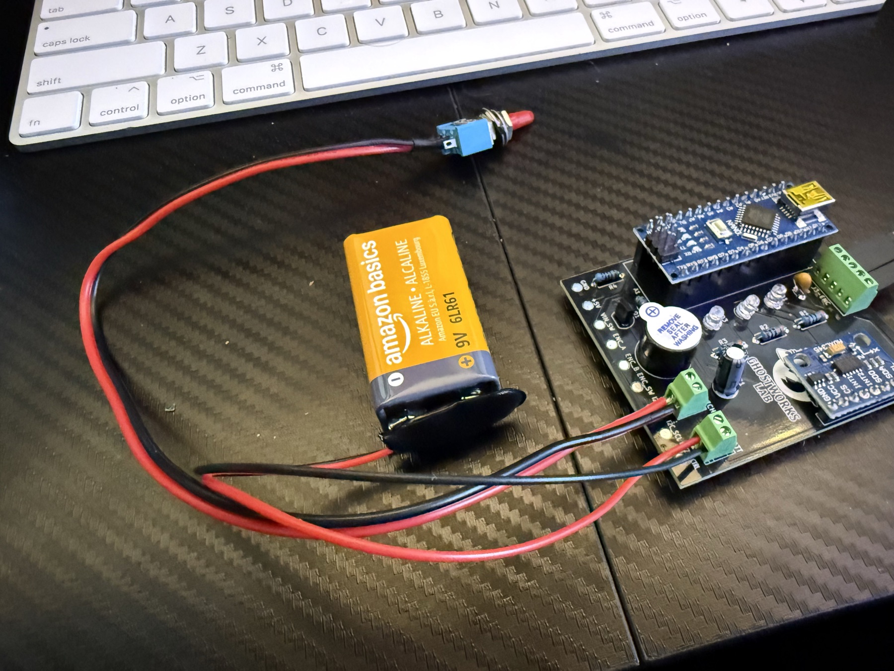 Fully assembled Lifegard II electronics kit with battery wiring and switch