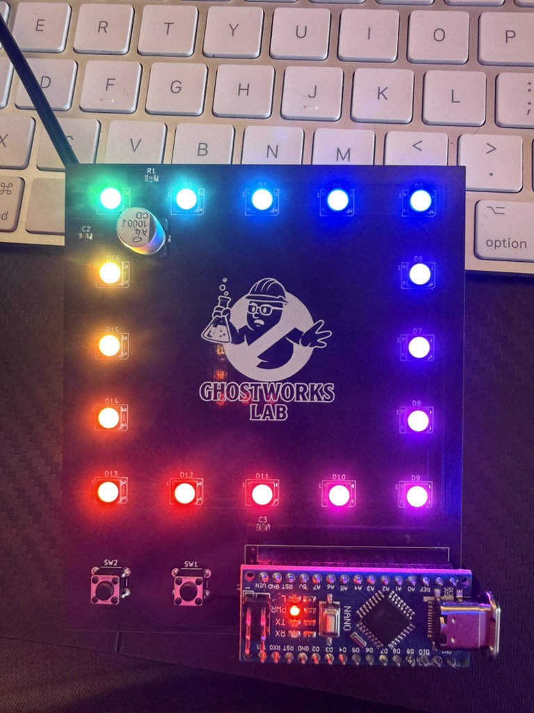 RGB Pocket Gizmo with multicolor lights active